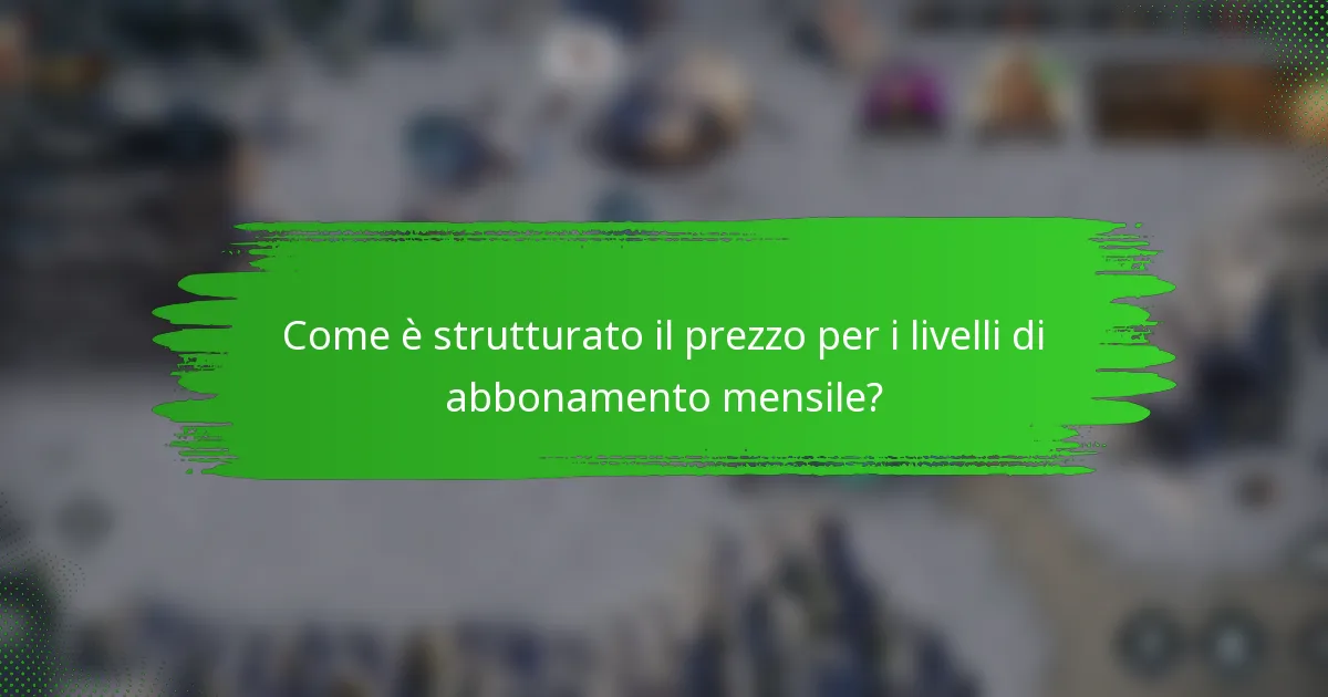 Come è strutturato il prezzo per i livelli di abbonamento mensile?